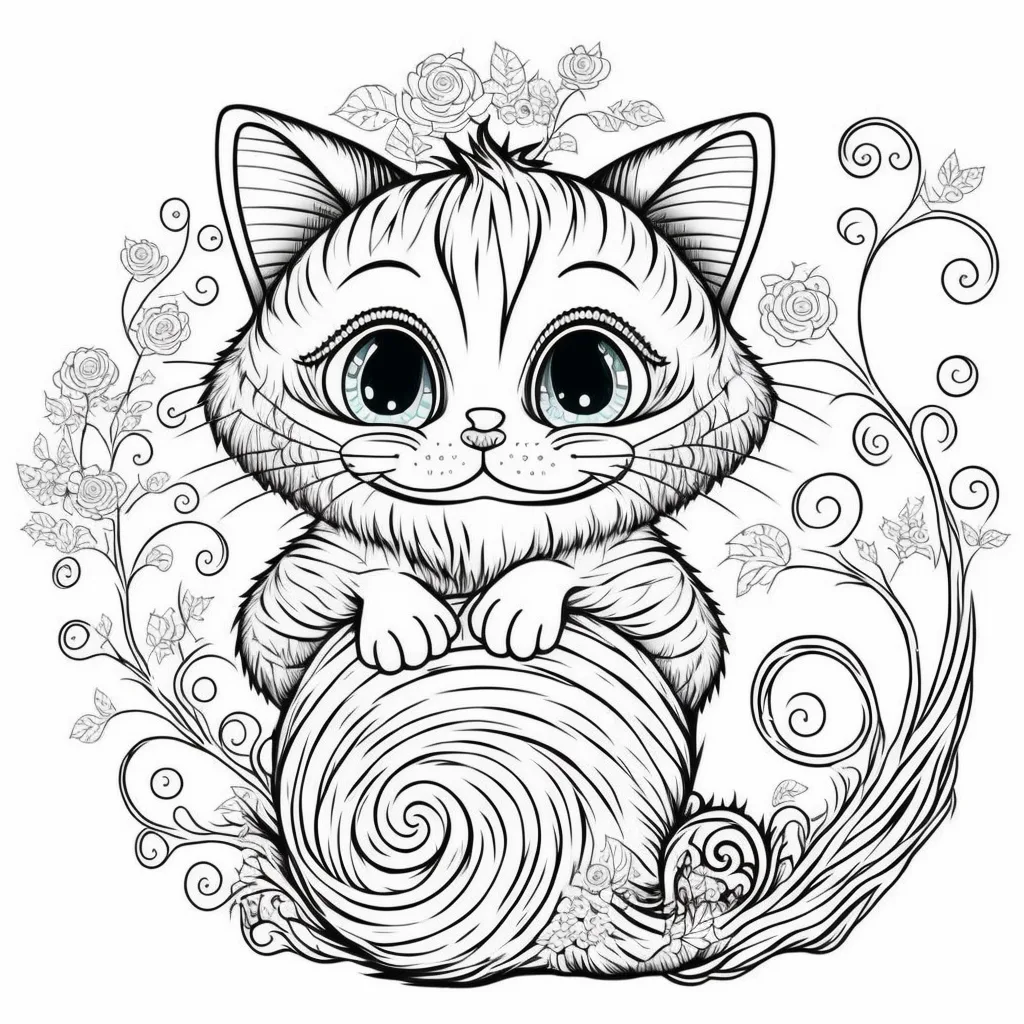 Sevimli Kedi Çizimi – Siyah Beyaz – Boyama Kitabı Sevimli Kedi Çizimi - Siyah Beyaz - Boyama Kitabı