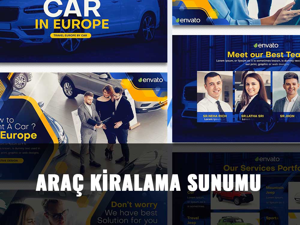 Tanıtım Videosu Örnekleri — Ürün, Hizmet ve Sunum Videoları 4 Araç kiralama hizmet tanıtım videosu — araç görselleri ve ekip fotoğrafı