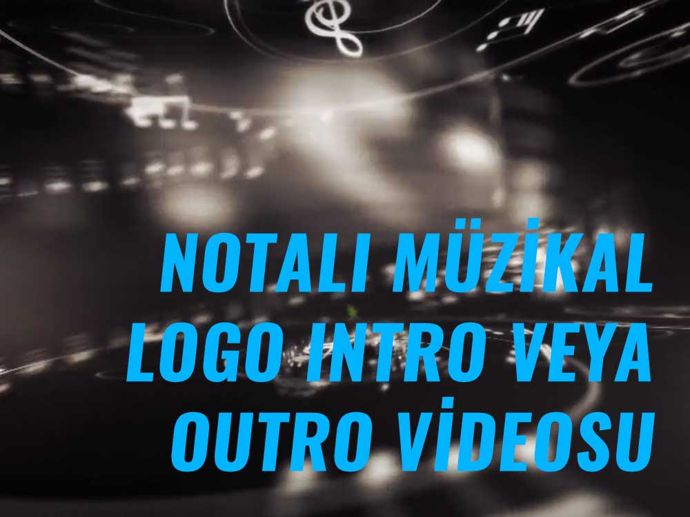Logo Intro ve Outro Tasarımı Örnekleri 21 Notalı müzikal logo intro videosu — logonun etrafında dönen nota ve porte çizgileri