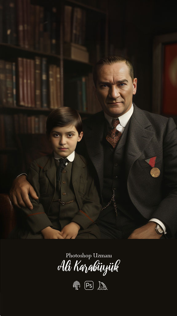 Atatürk ile Erkek Çocuğu Montaj Çalışması Atatürk ile Erkek Çocuğu Montaj Çalışması