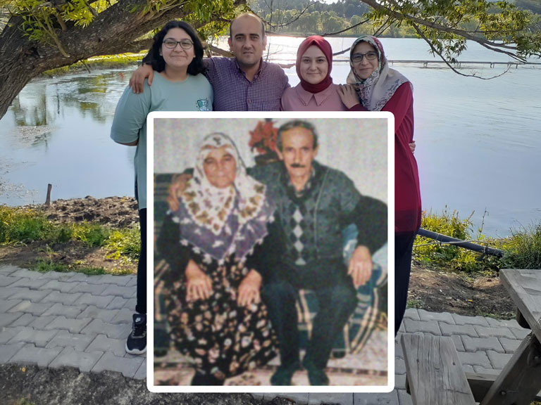 Aile fotoğrafında eski haliyle ve uyumsuz konumlandırılmış anne-baba