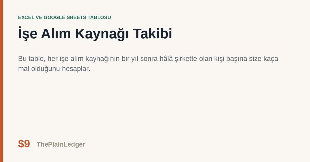 İşe Alım Kaynağı Takibi Tablosu — Excel ve Google Sheets tablosu önizlemesi
