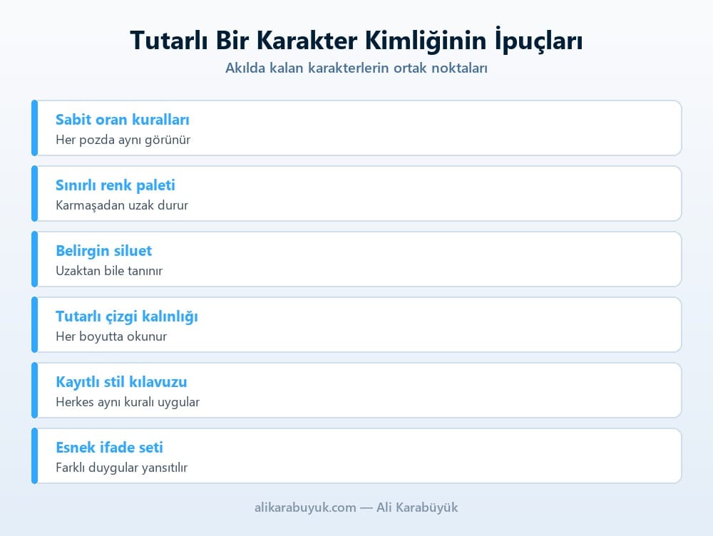 Karakter Tasarımında Tutarlı Bir Görsel Kimlik Oluşturma 4 Tutarlı bir karakter kimliğinin özellikleri listesi