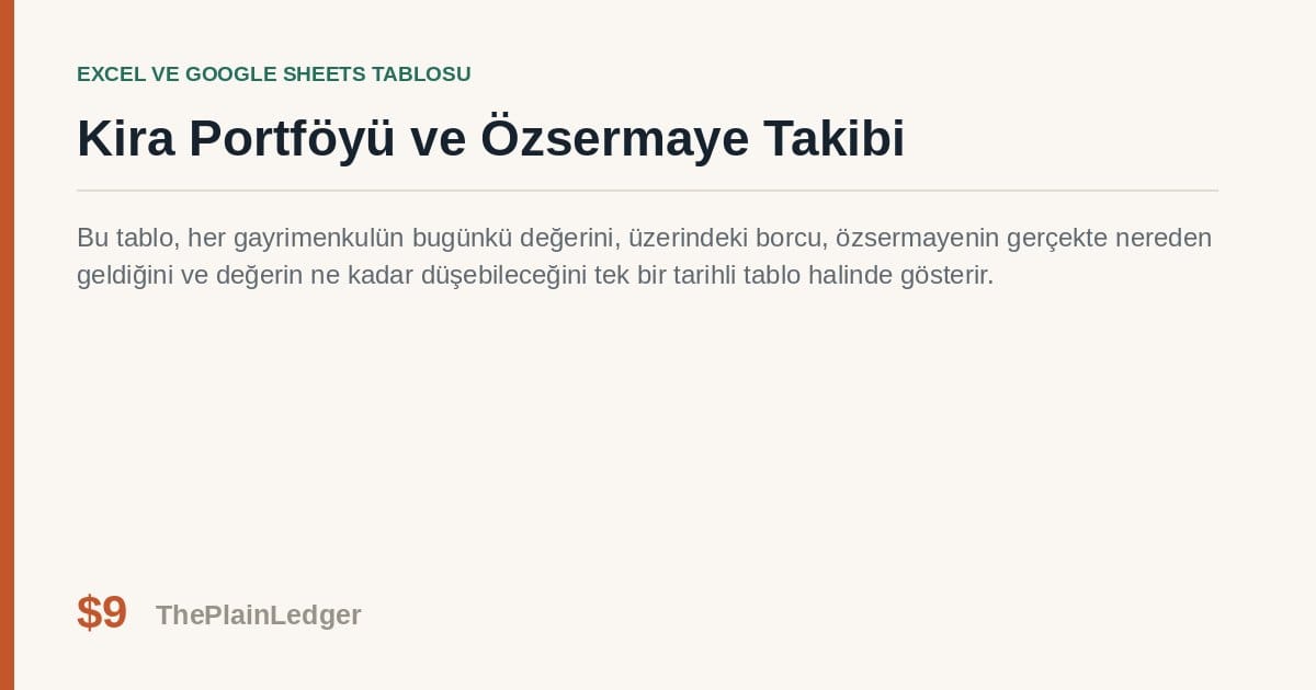 Kira Portföyü ve Özsermaye Takibi Tablosu — Excel ve Google Sheets tablosu önizlemesi