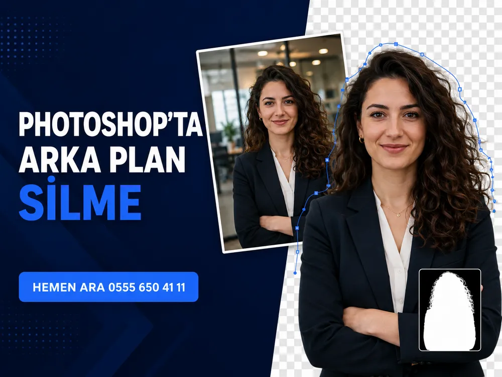 Photoshop arka plan silme öncesi ve sonrası: karışık arka plandan şeffaf PNG dekupeye
