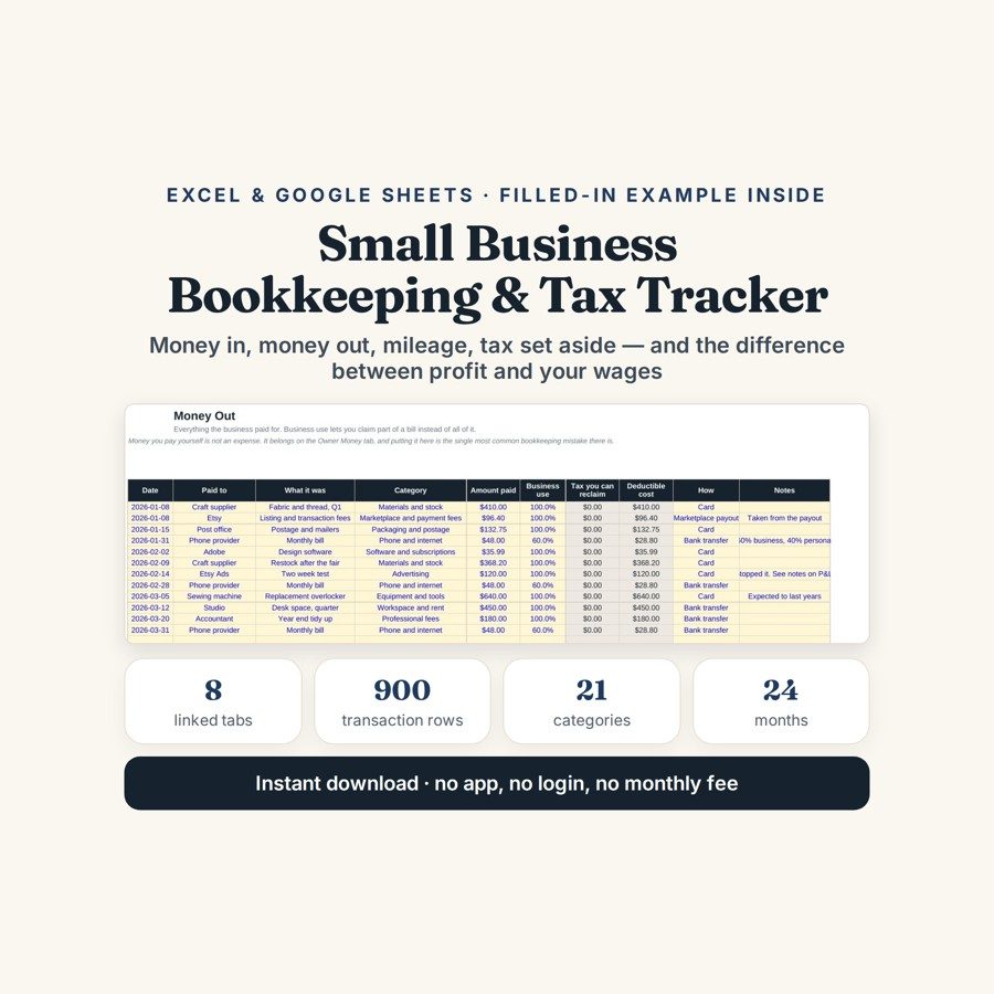 Excel & Google Sheets Templates 22 Small Business Bookkeeping & Tax Tracker