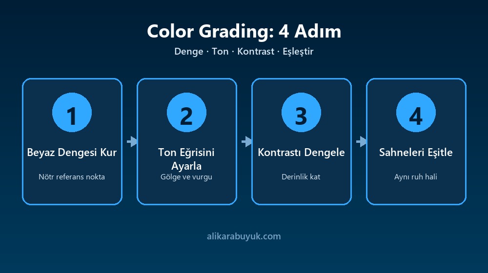 Video Düzenlemede Renk Uyumu (Color Grading) Neden Önemli? 3 Video color grading sürecinin dört adımı