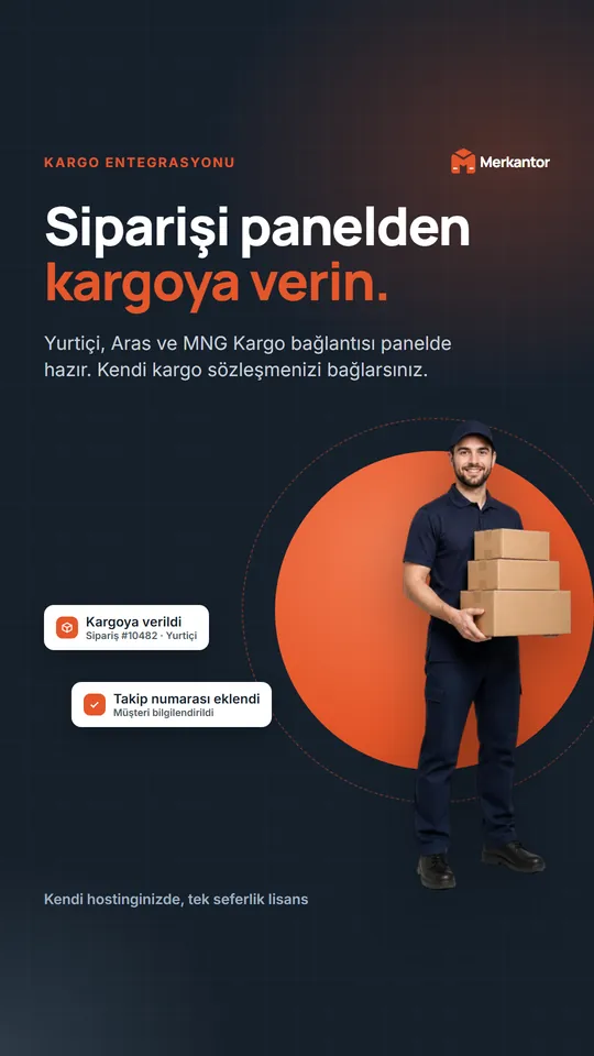 Merkantor Kampanya Tasarımları: Sosyal Medya Serisi 13 Merkantor dikey hikâye tasarımı: kargo entegrasyonu