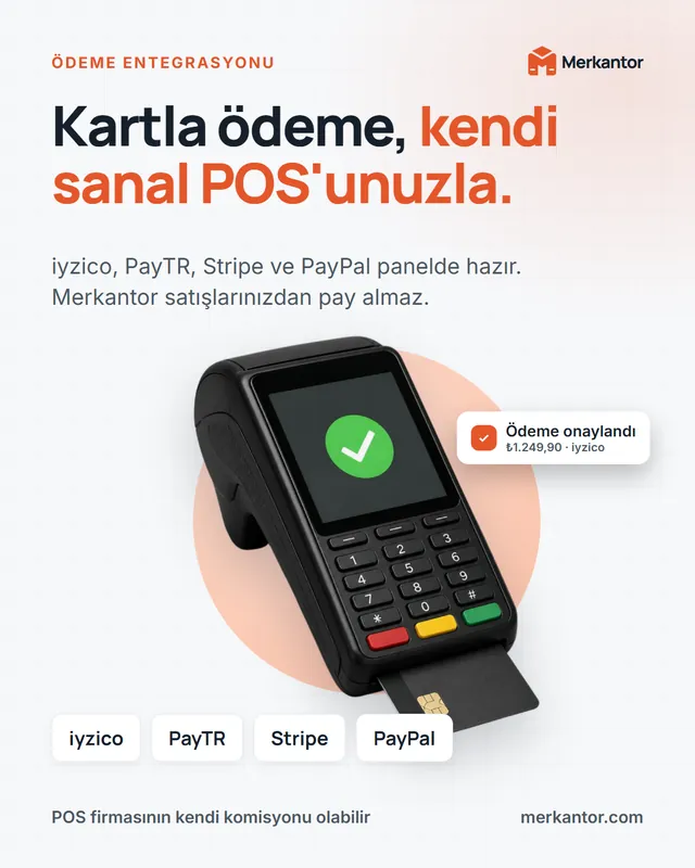 Merkantor Kampanya Tasarımları: Sosyal Medya Serisi 5 Merkantor kampanya tasarımı: sanal POS ile kartlı ödeme, açık tema