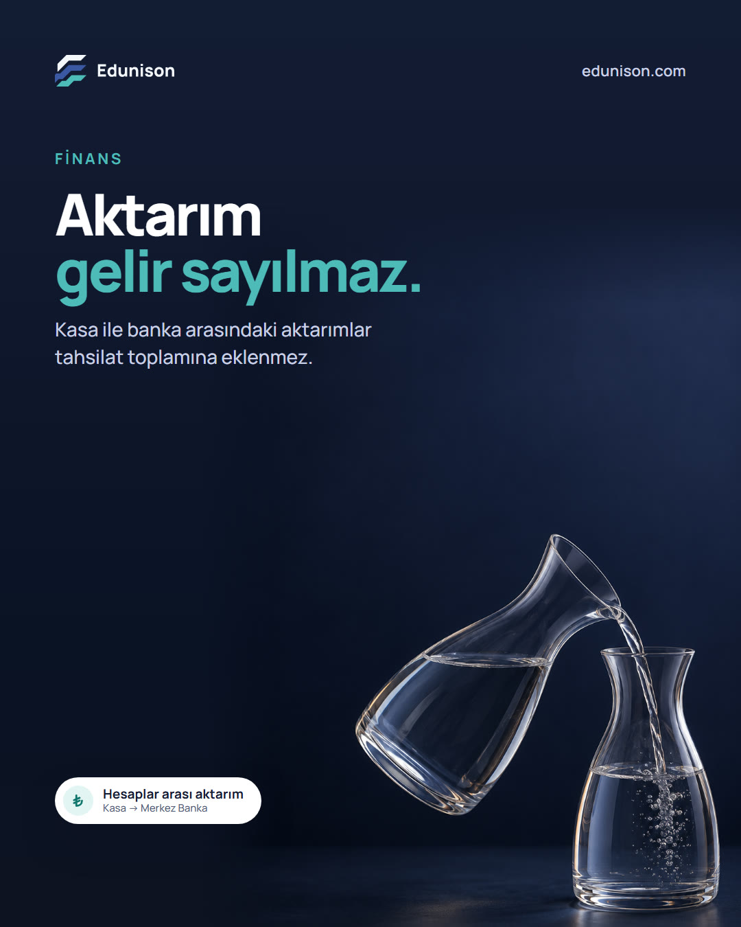 Su Sürahisi Sosyal Medya Tasarımı Su sürahisi sosyal medya tasarımı: bir sürahiden diğerine dökülen su, iki sürahinin toplamı aynı, "Aktarım gelir sayılmaz." başlığı