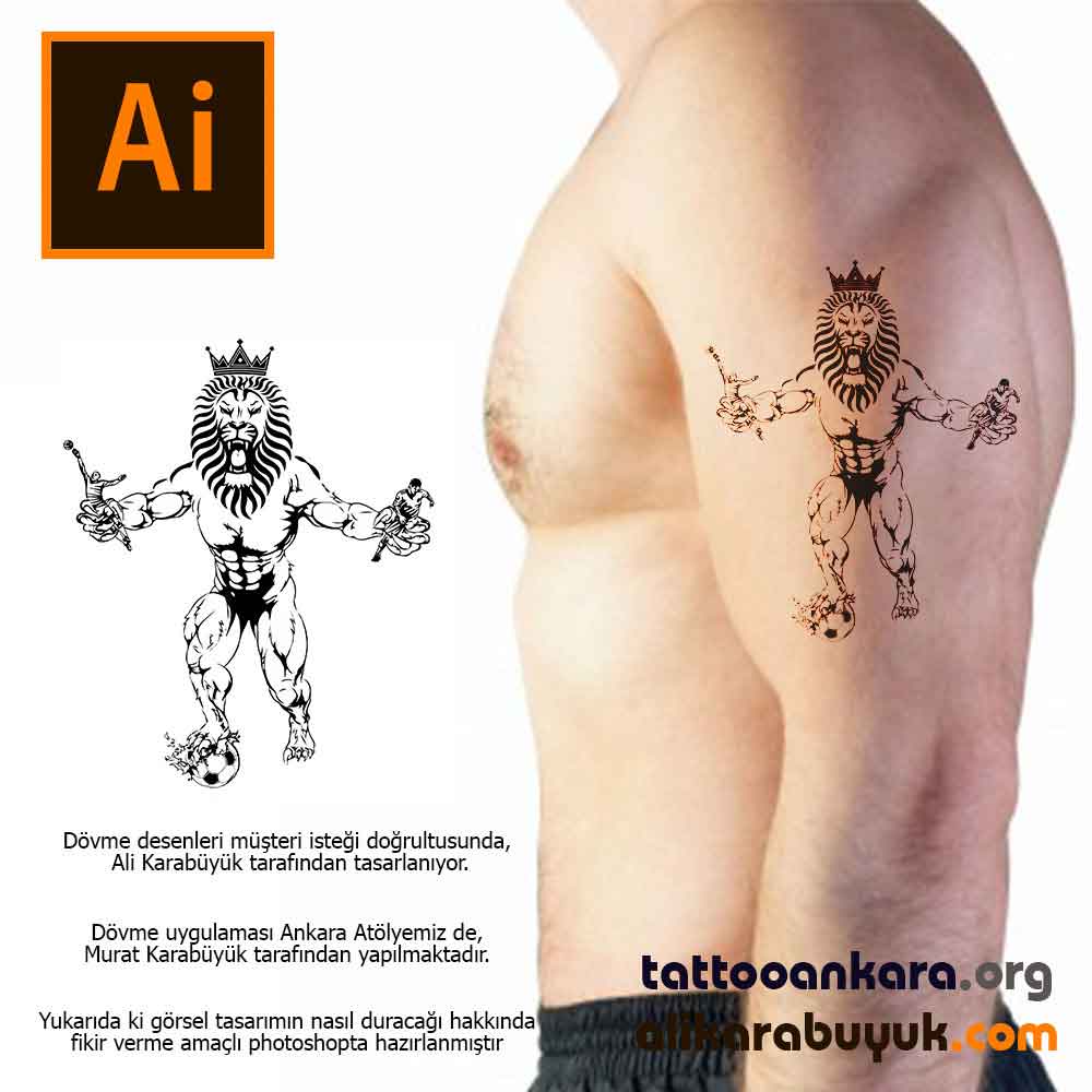 Tattoo Deseni Futbolcu ve Aslan