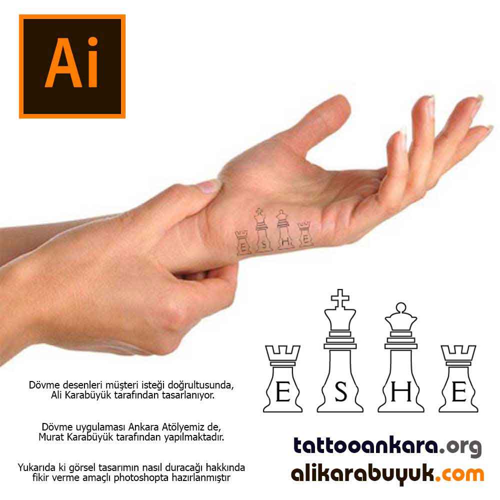 Dövem Deseni Santranç Taşı İçinde Harfler